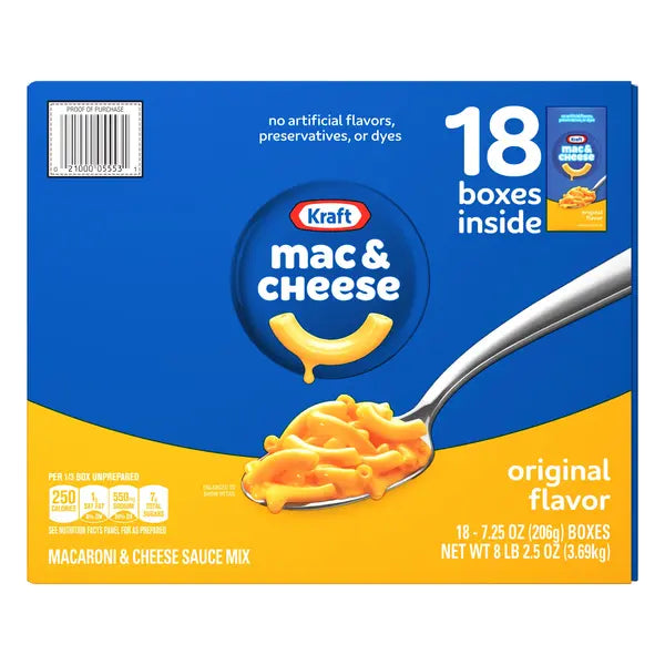 Kraft Macaroni and Cheese Dinner, 18 Count