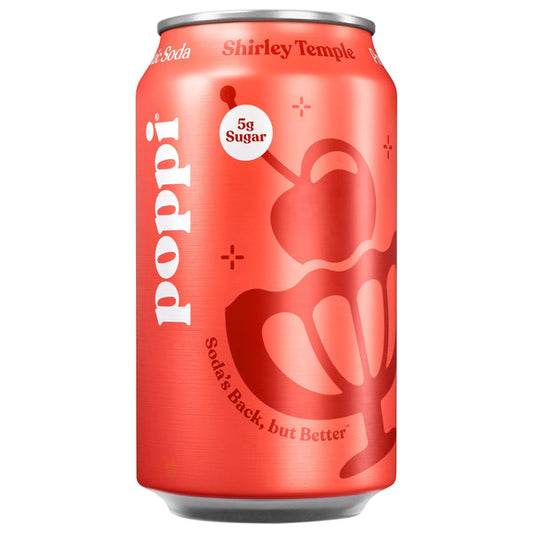Poppi Prebiotic Soda, Shirley Temple, 12 fl oz, 18 ct