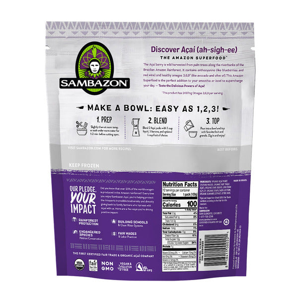 Sambazon Organic Acai Superfruit Packs, 42 oz