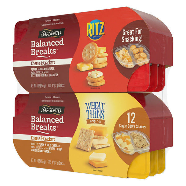 Sargento Balanced Breaks Cheese & Crackers, Variety Pack, 1.5 oz, 12-count