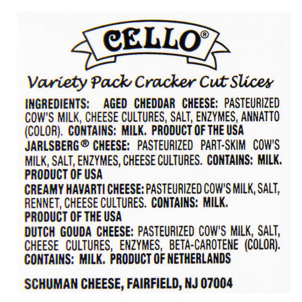 Cello Variety Pack, Cracker Cut, Premium Sliced Cheeses, 2 lbs