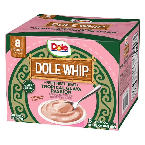 Dole Whip Frozen Treat, Tropical Guava Passion, 3.6 oz, 8-count
