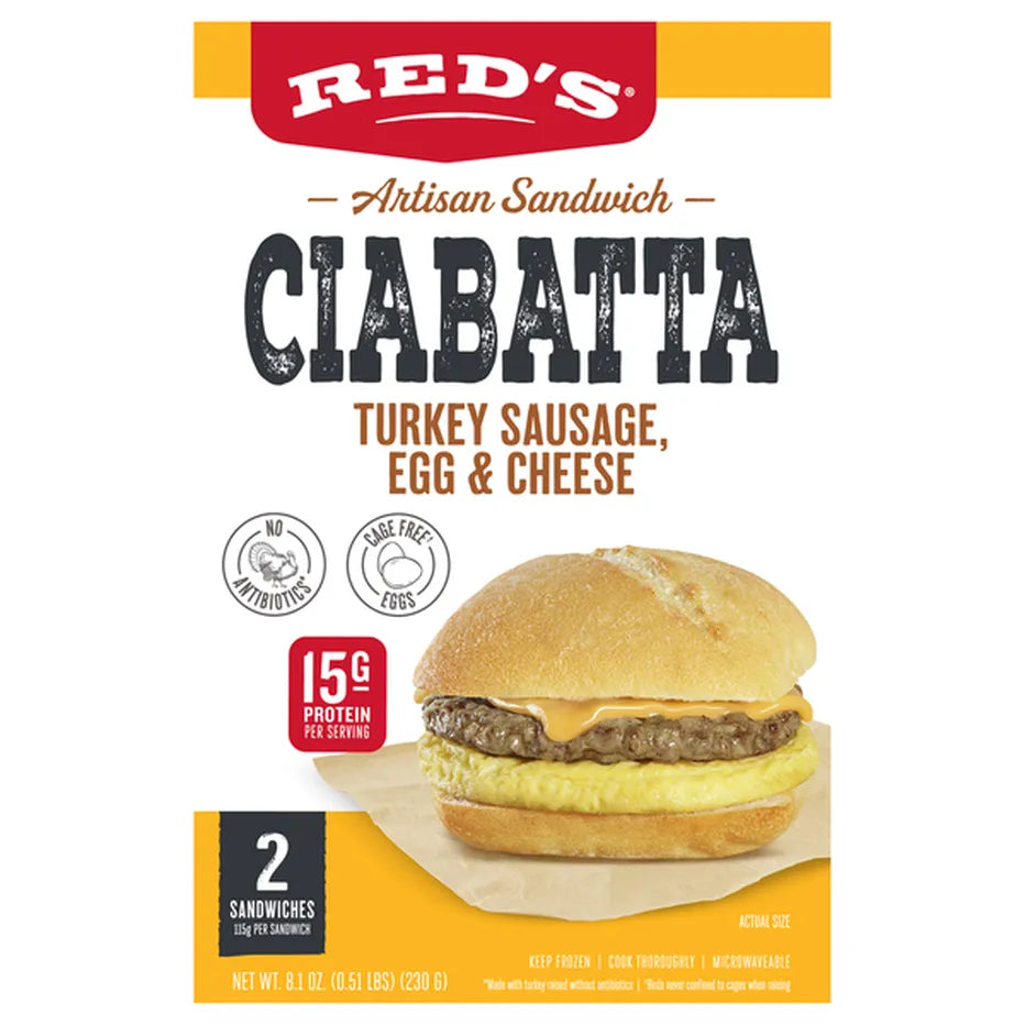 Red's Ciabatta Turkey Sausage, Egg & Cheese Sandwich