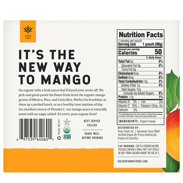 Organic Mango Sauce, 3.17 oz, 12-count
