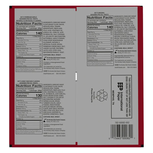 Dot’s Homestyle Seasoned Pretzel Twists, Variety Pack, 1 oz, 32 ct