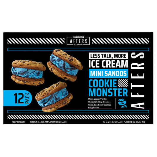 Afters Ice Cream Cookie Monster Mini Sando, 3 oz, 12-count
