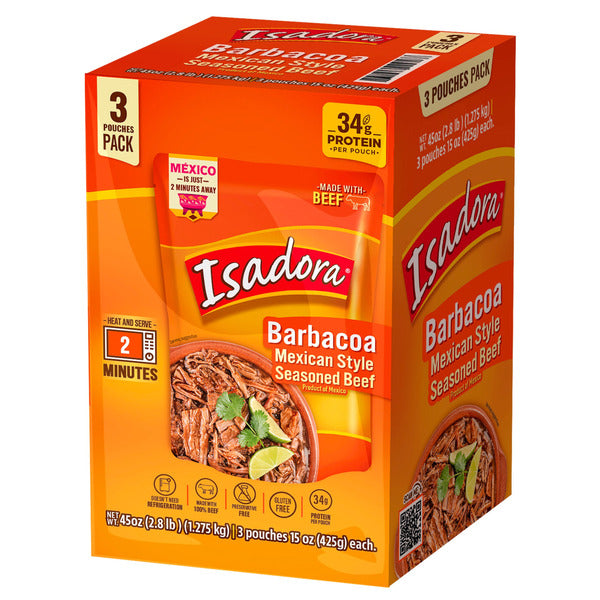Isadora Barbacoa Mexican Style Seasoned Beef, 15 oz, 3-count