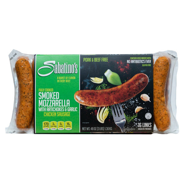 Sabatino's Smoked Mozzarella with Artichokes and Garlic Chicken Sausage, 48 oz
