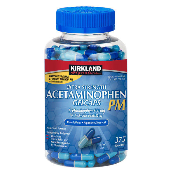 Kirkland Signature Acetaminophen PM, 500 mg, 375 Capsules