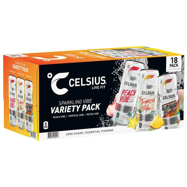 CELSIUS Energy Drink, Variety Pack, 12 fl oz, 18 ct