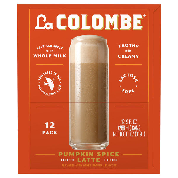 La Colombe Pumpkin Spice Latte, Espresso Roast with Whole Milk, Lactose Free, 9 fl oz, 12 ct