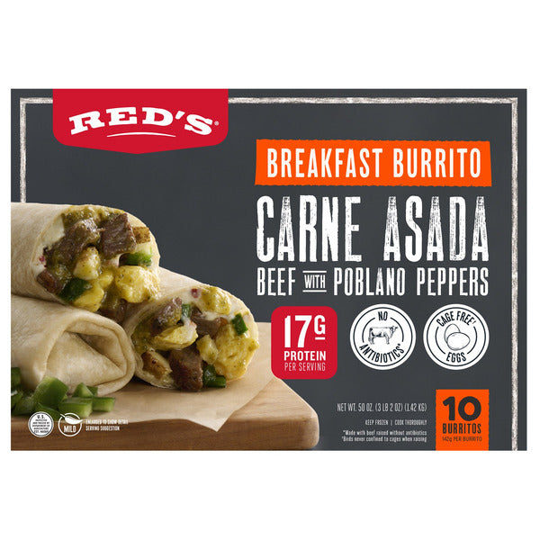 Red's Carne Asada Breakfast Burrito, 5 oz, 10-count