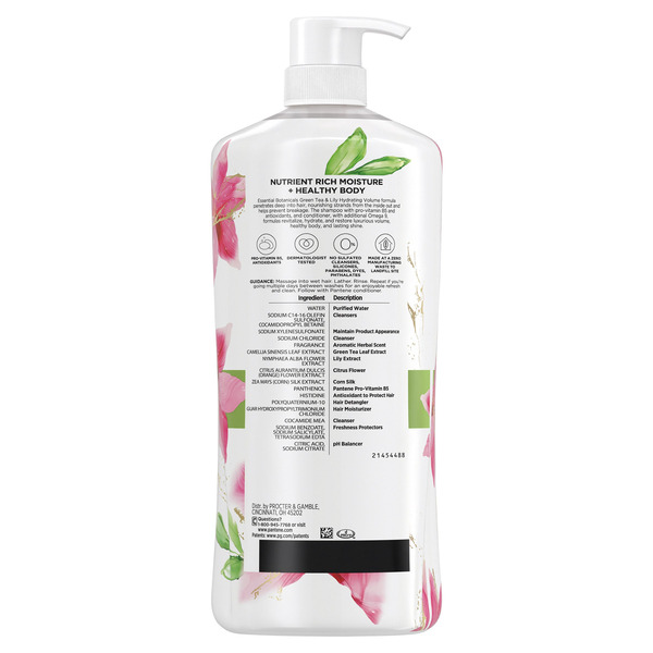 Pantene Essential Botanical Green Tea & Lily Hydrating Volume Shampoo, 38.2 fl oz