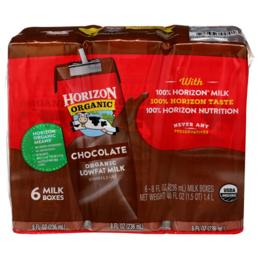 Horizon Organic Chocolate Lowfat Milk, 6 Count