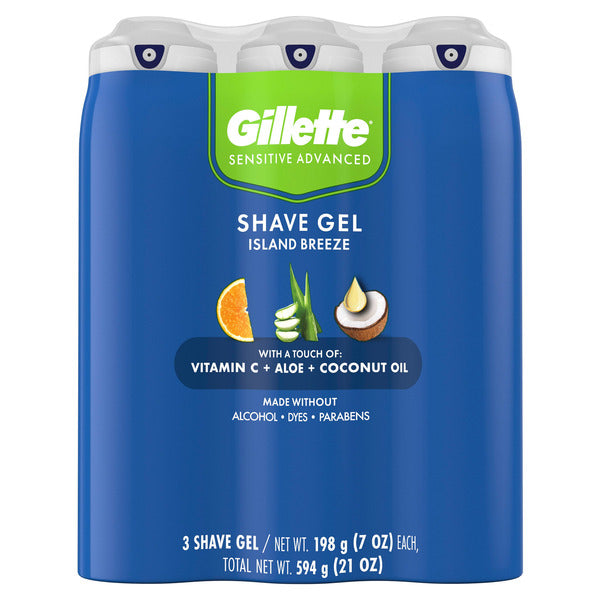 Gillette Island Breeze Shave Gel, 7 oz, 3-count