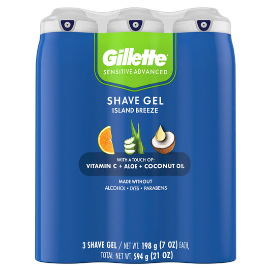 Gillette Island Breeze Shave Gel, 7 oz, 3-count