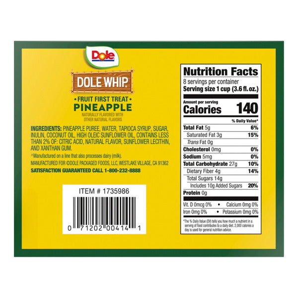 Dole Whip Pineapple Cups, 3.6 fl oz, 8-count