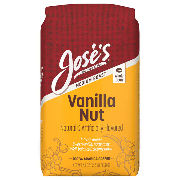 Jose's Vanilla Nut Whole Bean Coffee, 40 oz