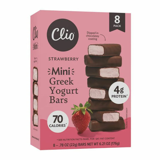 Clio Strawberry Dark Chocolate Covered Mini Greek Yogurt Bars 8 ct