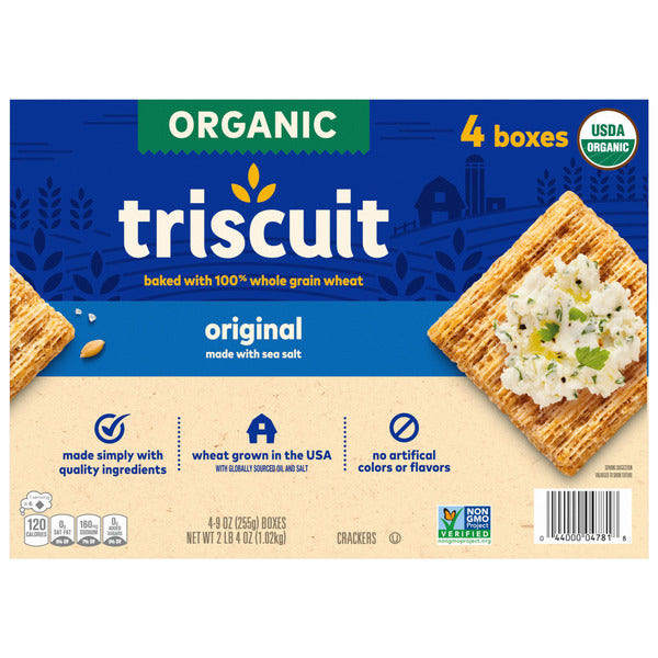 Nabisco Organic Triscuit Crackers, Original, 9 oz, 4-Count