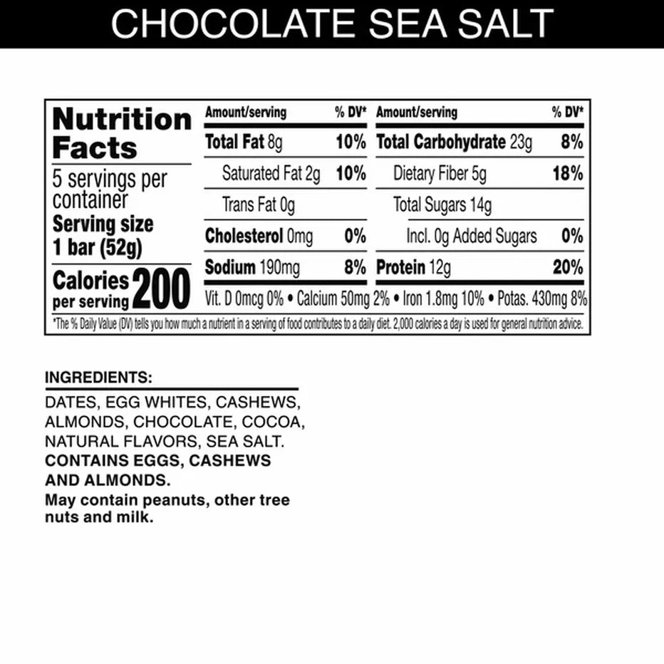 Rxbar Chocolate Sea Salt Protein Bar, 5 Count