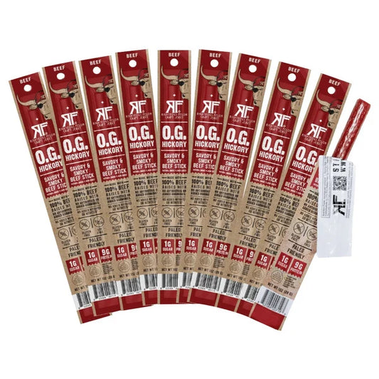 Righteous Felon Craft Jerky, O.G. Hickory Beef Stick, 1 oz, 12-count