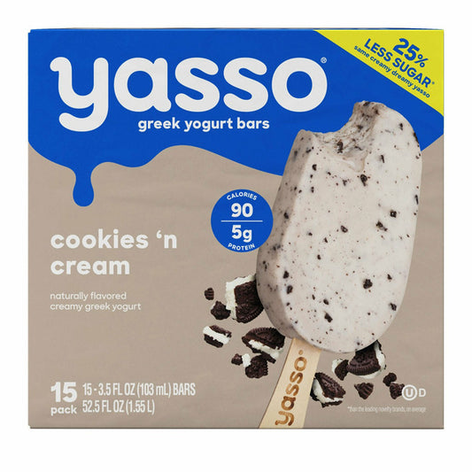 Yasso Greek Yogurt Bars Cookies n' Cream, 15-count