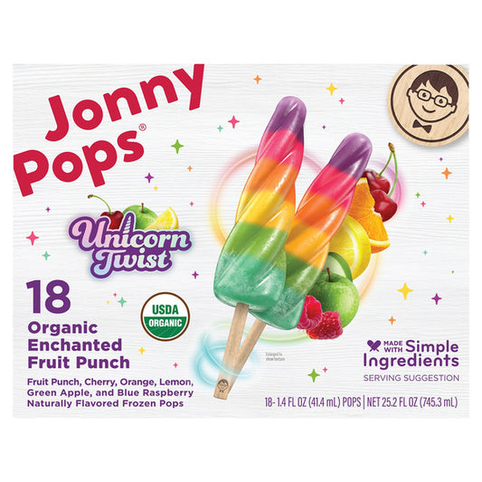 JonnyPops Organic Frozen Pops, Enchanted Fruit Punch, 1.4 fl oz, 18-count