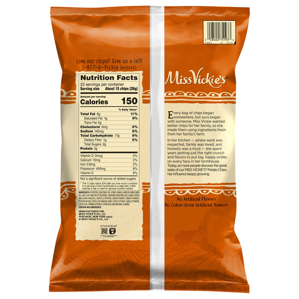 Miss Vickie's Baja Chipotle Flavored Potato Chips, 22 oz