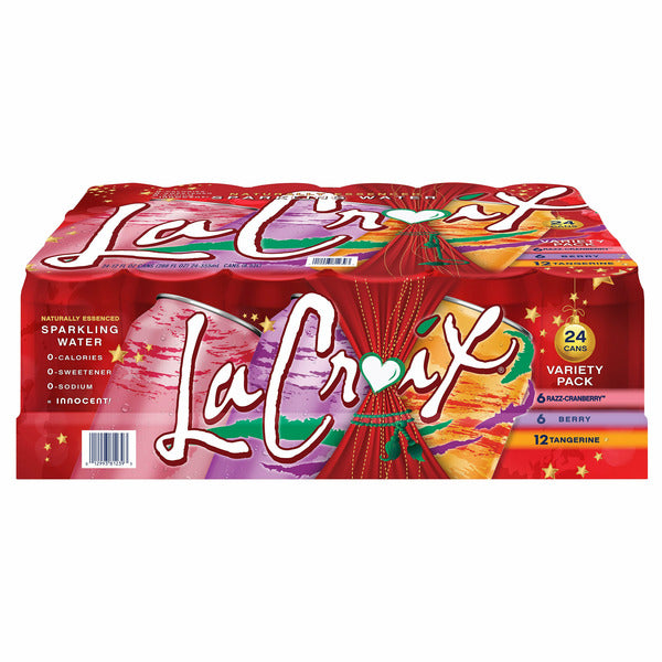La Croix Sparkling Water, Red Winter Variety Pack, 12 fl oz, 24-count