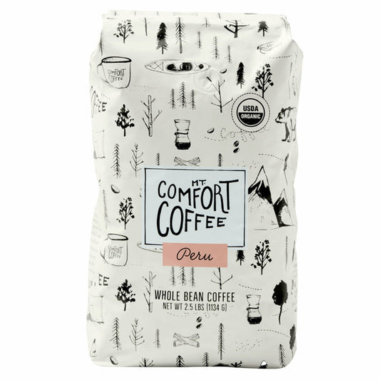 Mt. Comfort Organic Peru Coffee, Whole Bean, 2.5 lbs