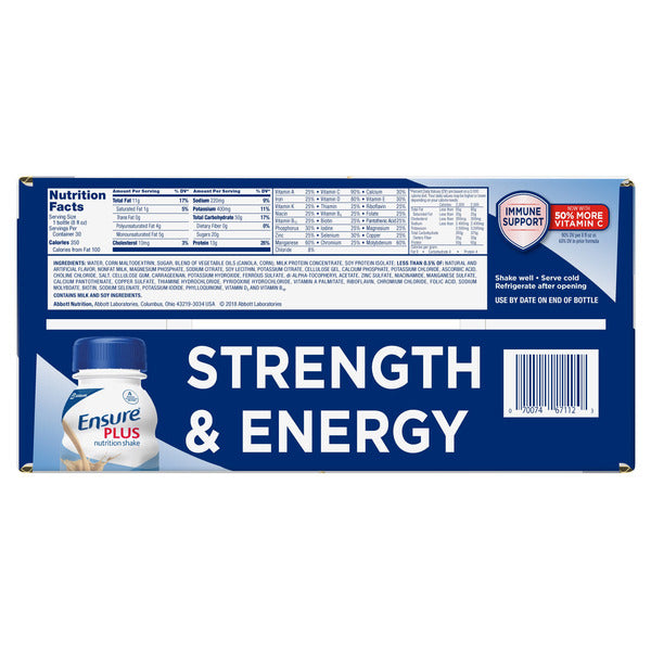 Ensure Plus Nutrition Shake, Vanilla, 8 fl oz, 30 ct
