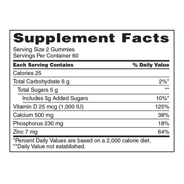 Kirkland Signature Calcium 500 mg with D3 & Zinc, 240 Adult Gummies