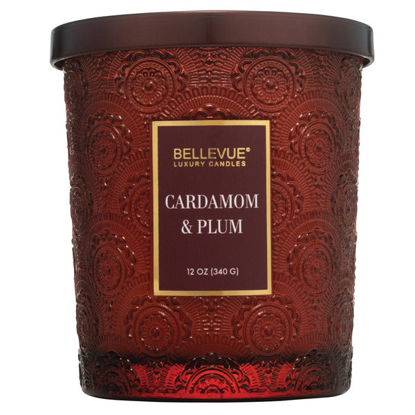 Bellevue Embossed Glass 12 oz. Candle, 4-pack