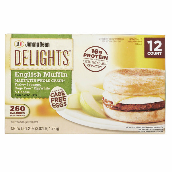 Jimmy Dean Delights, Turkey Sausage, Egg White & Cheese English Muffin, 12-count