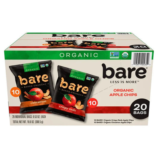 Bare Organic Apple Chips, Variety Pack, 0.53 oz, 20 ct