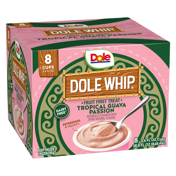Dole Whip Frozen Treat, Tropical Guava Passion, 3.6 oz, 8-count
