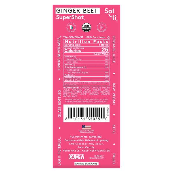 Solti Organic Recovery Ginger Beet SuperShot, 2.1 fl oz, 10-count