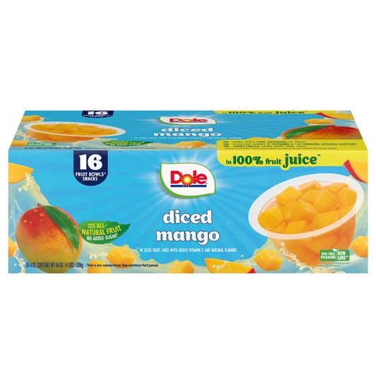 Dole Fruit Cup, Diced Mango, 4 oz, 16 ct