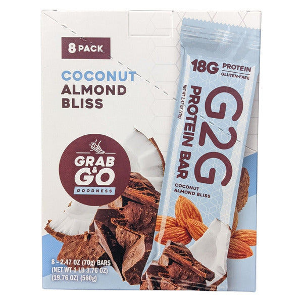 G2G Coconut Almond Bliss Protein Bars, 2.47 oz, 8-count
