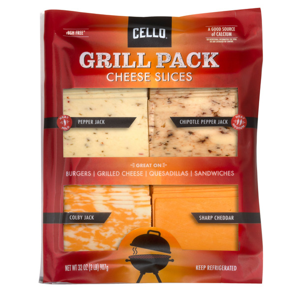 Cello Grill Pack Cheese Slices, 32 oz