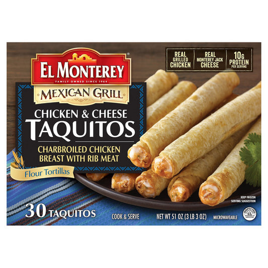 El Monterey Mexican Grill Taquitos, Chicken & Cheese, 30-count