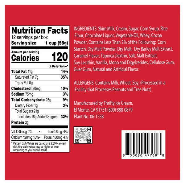 Thrifty Chocolate Krunch Ice Cream Cups, 3.6 oz, 12-count