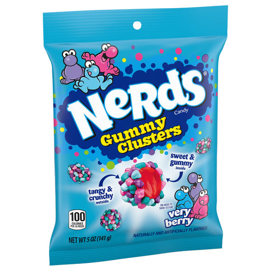 Nerds Gummy Clusters, Very Berry, 5 oz Peg Bag, 12 ct