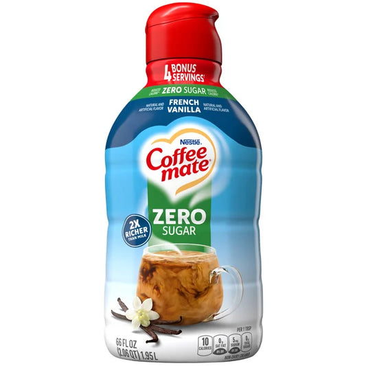 Coffee mate Liquid Coffee Creamer, Non-Dairy, Zero Sugar, French Vanilla, 66 fl oz