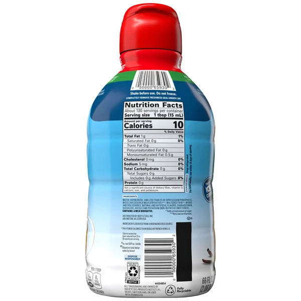 Coffee mate Liquid Coffee Creamer, Non-Dairy, Zero Sugar, French Vanilla, 66 fl oz