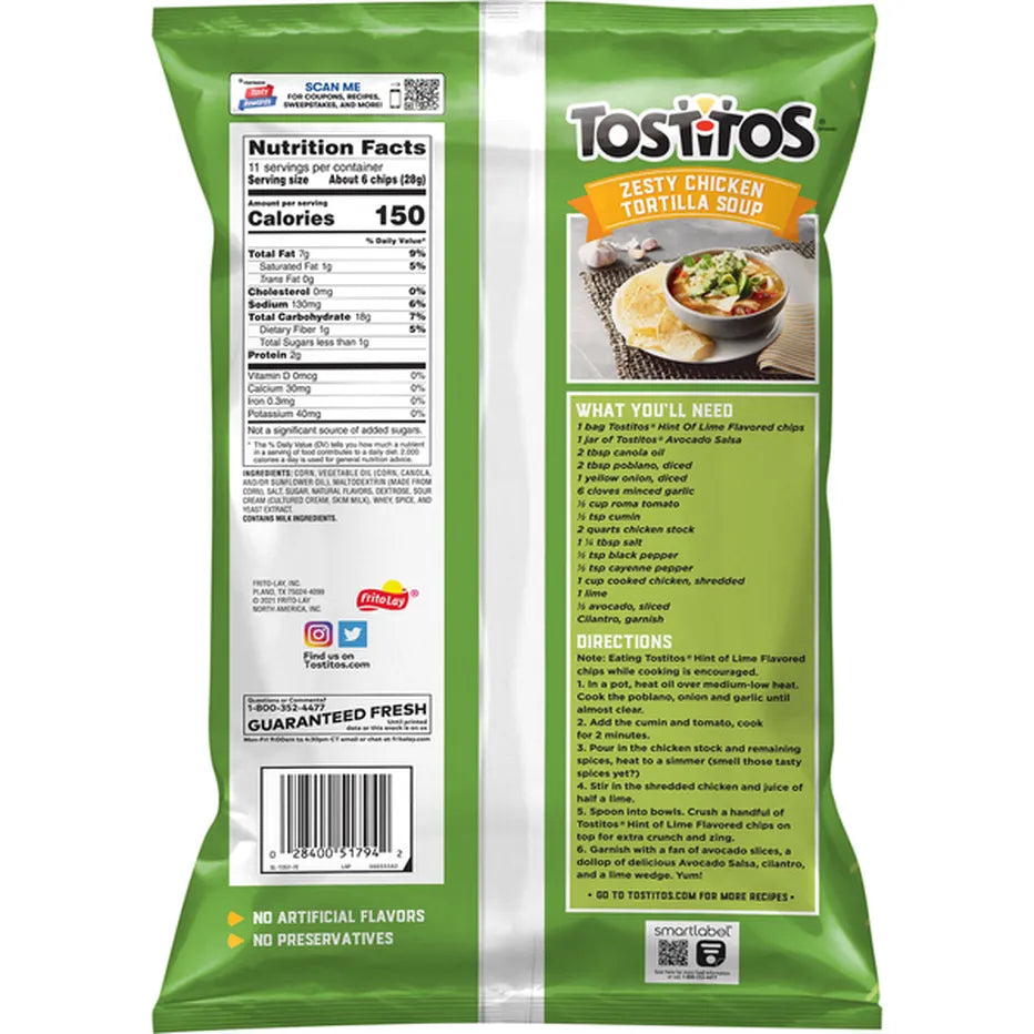 Tostito's Hint of Lime Tortilla Chips 11 oz