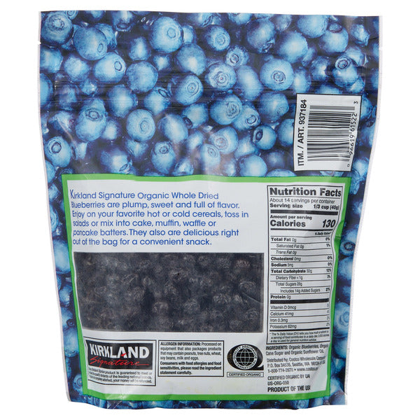 Kirkland Signature Organic Dried Blueberries, 20 oz