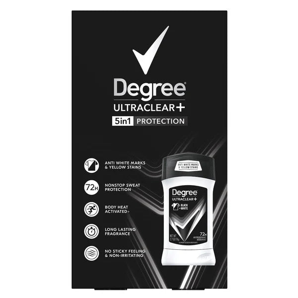 Degree Men UltraClear+ Antiperspirant Deodorant, Black & White, 2.7 oz, 5 Count