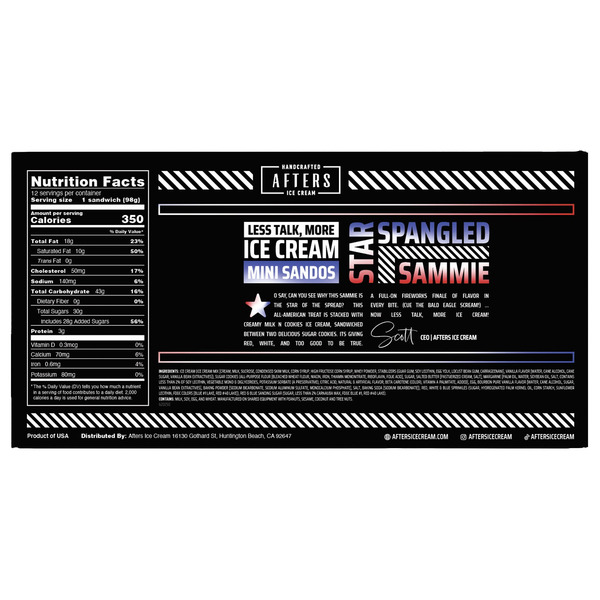 Afters Ice Cream Mini Sandos, Star Spangled Sammie, 2.65 fl oz, 12-count